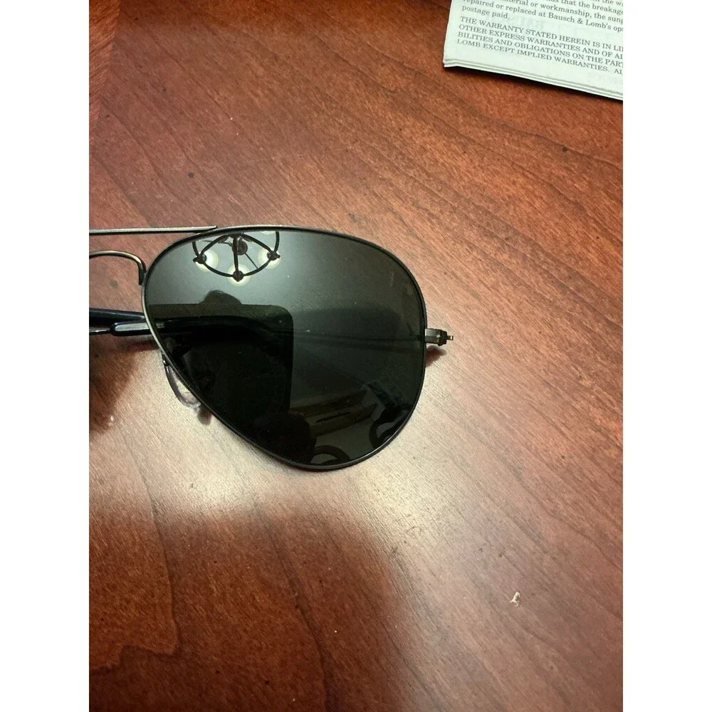 ⁠Vintage B&L Ray-Ban USA Aviator Sunglasses Black Metal Frame G-15 Glass Lens 3